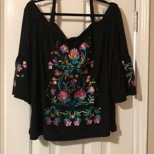 Like new, off the shoulder embroidered blouse.